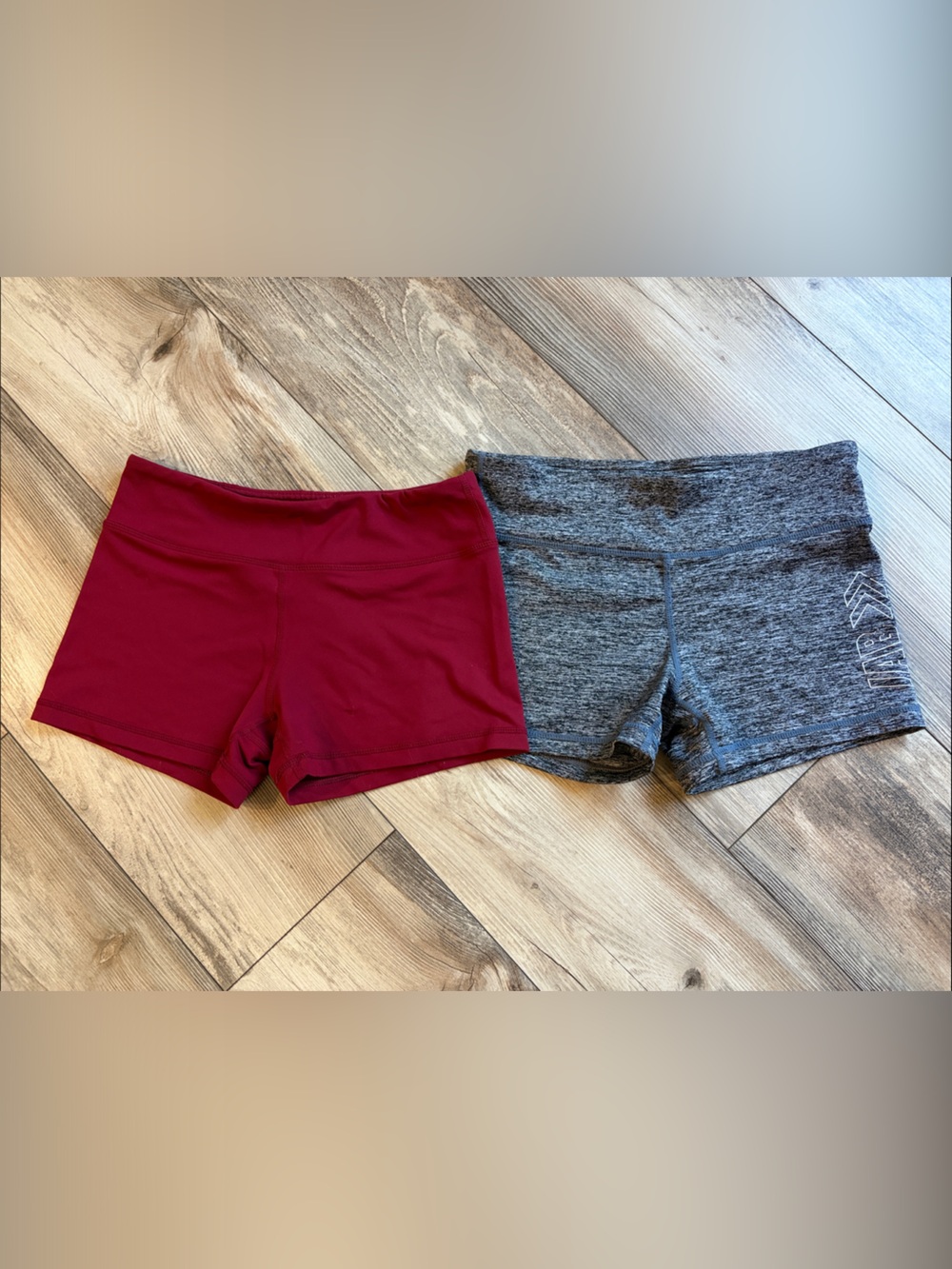 2 pair of Women’s High-Rise Athletic Shorts - Red & Gray Performance Duo
